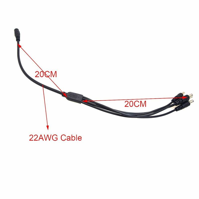 Cable divisor de corriente continua 1 a 8 Cable de plomo 5,5x2,1mm Cable flexible 1 hembra a 8 macho CCTV