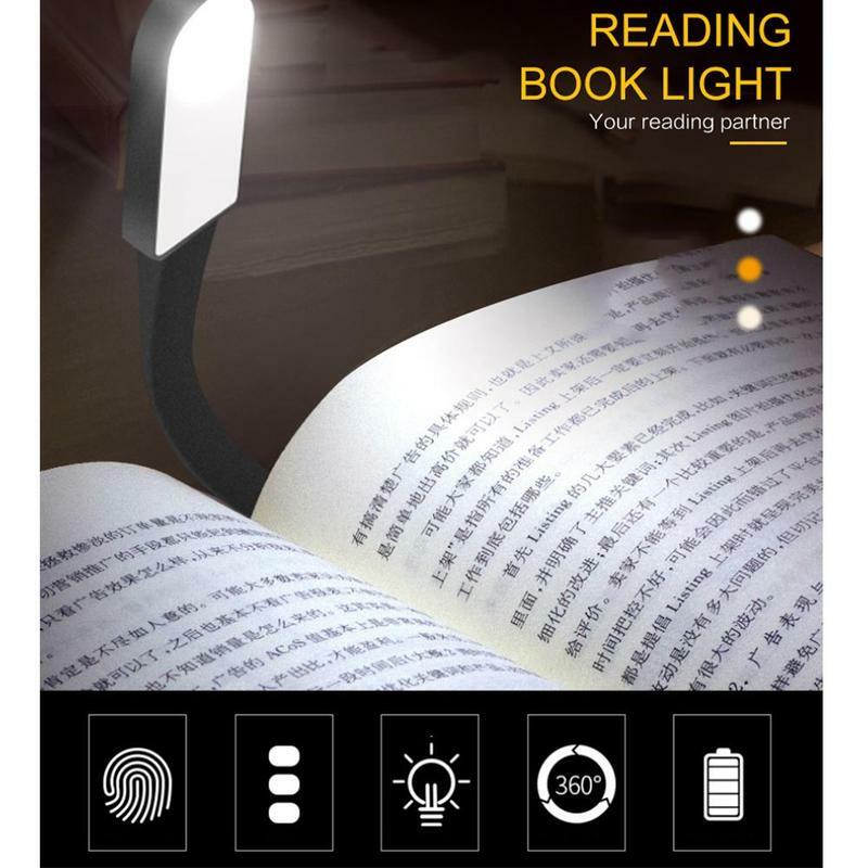 1Pc luz Led de libro Mini Clip-On Flexible luz LED brillante libro para viajes dormitorio Lámpara de lectura P3J0
