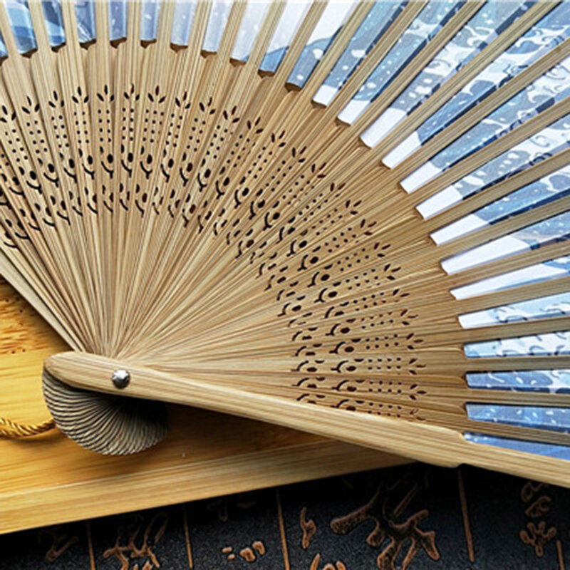 Vintageพัดลมพับไม้ไผ่ผ้าไหมHand Mount Fuji Kanagawaคลื่นพัดลมพับญี่ปุ่นกระเป๋าของขวัญงานแต่งงานของขวัญอุปก...