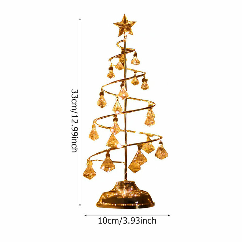 Crystal Christmas Tree Table Lamp For Bedroom LED Christmas Lights Decoration Desk Night Light For Home New Year 2022 Gift