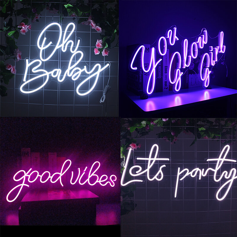 Panneau lumineux en néon à Led Flex, décoration esthétique personnalisée, pour salle, Bar, mur de magasin, pour fête, mariage, mignon