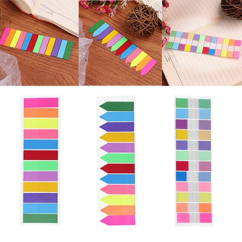 12 Color Sticky Notes Fluorescent Index Tab Memo Pad Paper Bookmark Sticker Notepad Times Label Supplies School Stationery Gift