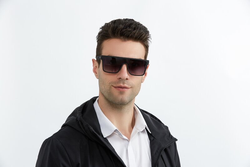 LAMOFUR-gafas de sol rectangulares para hombre, lentes de gran tamaño, a la moda, con montura grande, Estilo Vintage Retro, UV400, 2021