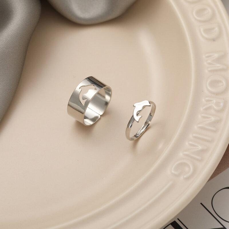 7แหวนอินเทรนด์แฟชั่นสไตล์ผีเสื้อแหวนทองชุด2 PCS คู่แหวนผู้หญิงเครื่องประดับสำหรับสาวอุปกรณ...