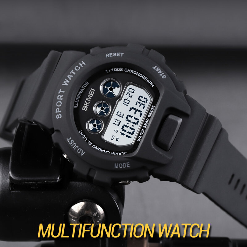 Skmei relógio esportivo masculino de pulso, relógio cromo digital com alarme, à prova d'água com data, tempo macio, relógio masculino