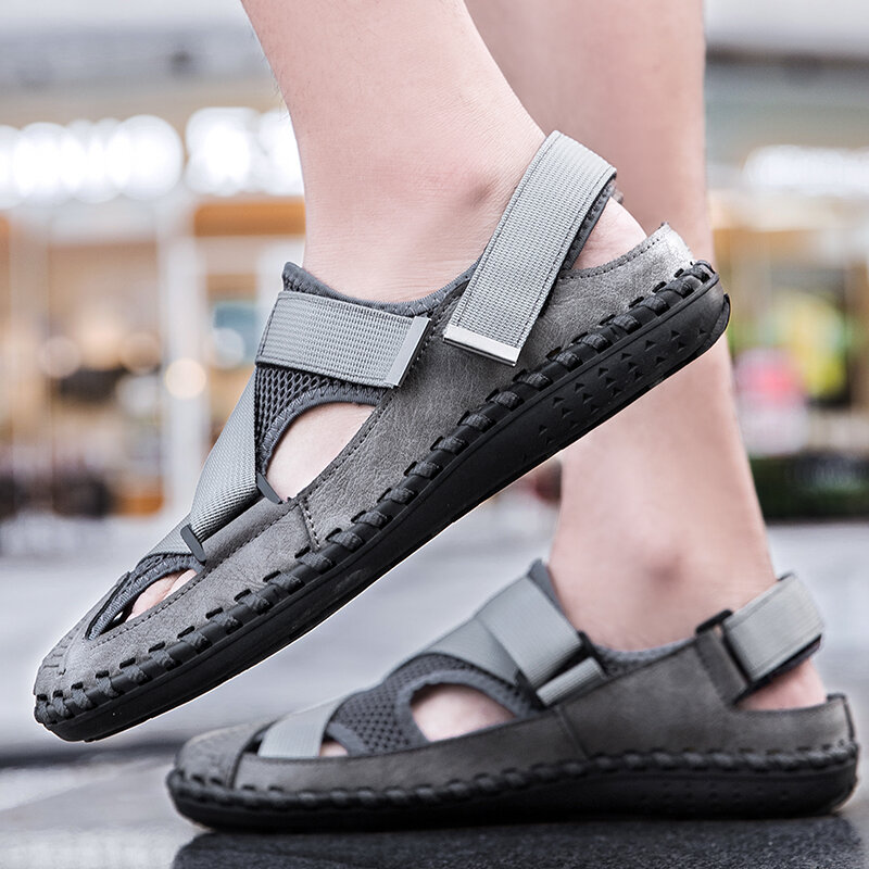 Sandalias de malla ligera transpirable para hombre, zapatos antideslizantes informales a la moda para actividades al aire libre, para la playa, verano, 2021