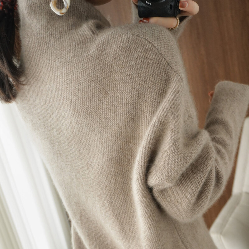 Sweater Turtleneck Wanita Pulover Budidaya Diri Lengan Panjang 2021 Musim Gugur Musim Dingin Baru Ioose Pola Nanas Korea Kasual