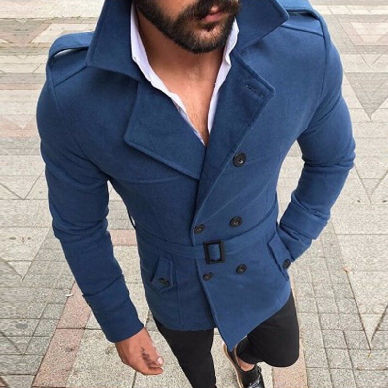Chaqueta ajustada de manga larga para hombre, gabardina cortavientos, abrigo cálido con botones, moda de otoño e invierno, novedad de 2021