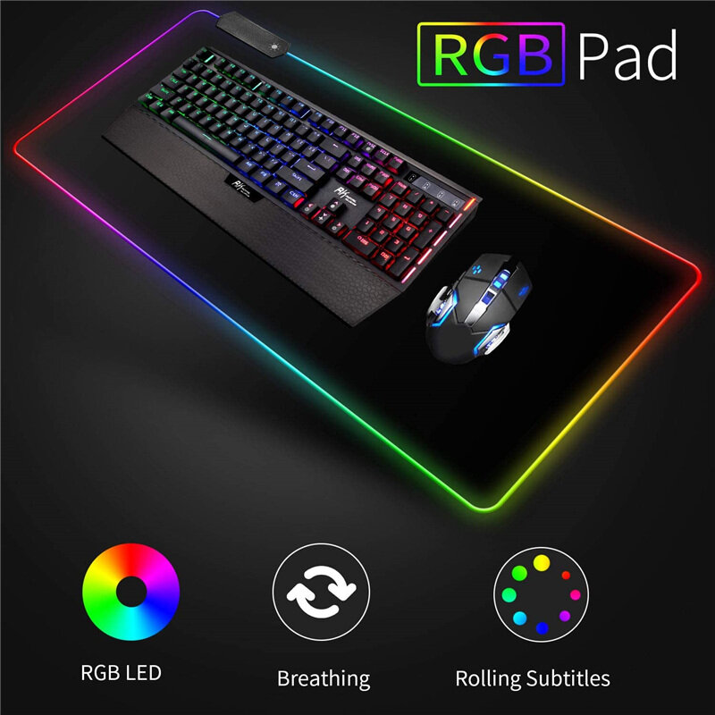 Gaming Mouse Pad ขนาดใหญ่สีสันสดใสสำหรับ PC คอมพิวเตอร์เดสก์ท็อป7สี LED Light Gaming คีย์บอร์ด Pad
