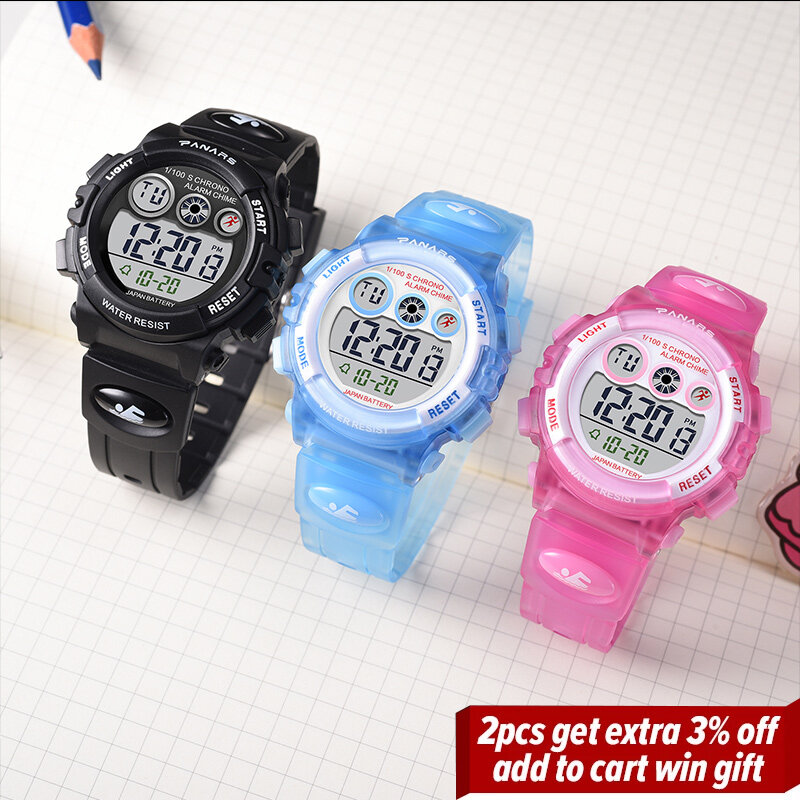SYNOKE 어린이 시계 스포츠 50M 방수 다채로운 LED 시계 알람 전자 시계, 학생 시계 소년 소녀 선물