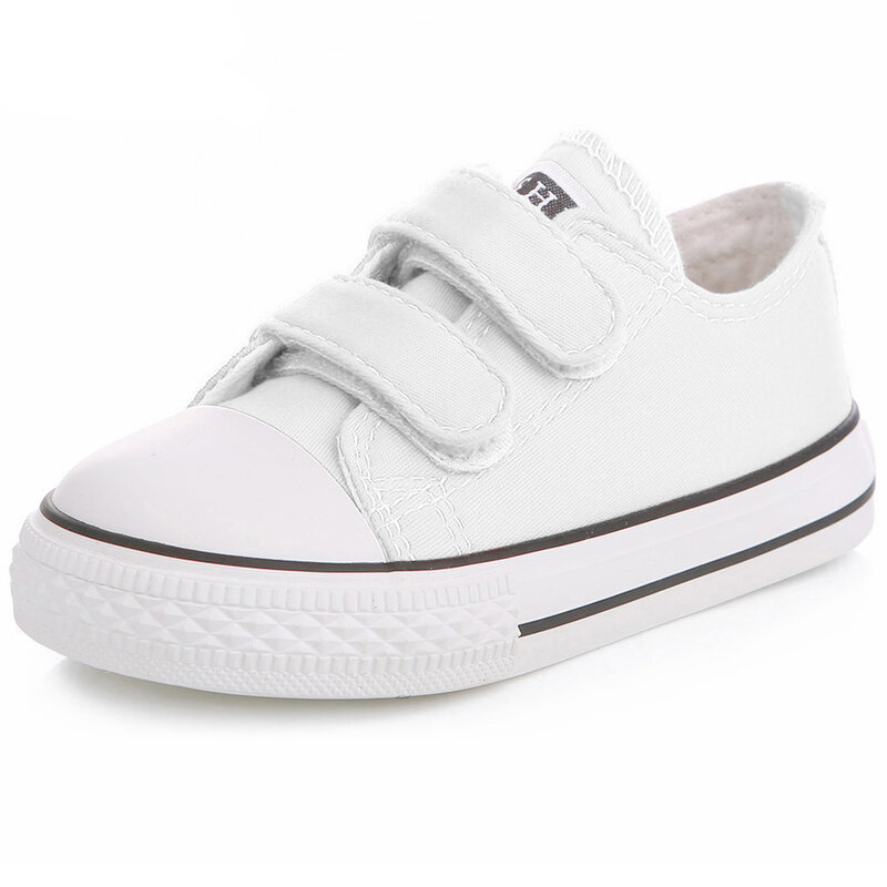 Zapatillas de lona informales para niños y niñas, zapatos bajos con correa ajustable, ligeros