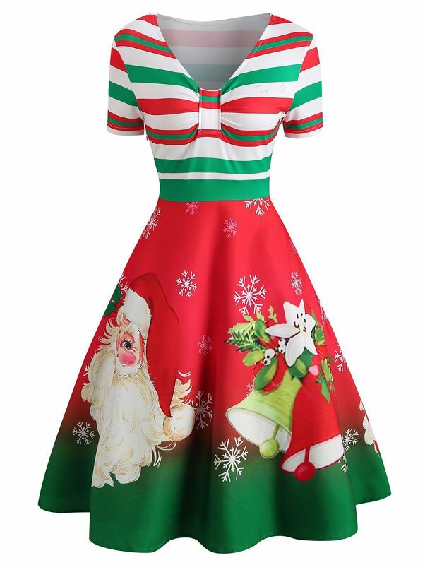 New Santa Christmas Vintage Swing Flare Dress Retro 50s Xmas Rockabilly Pin Up