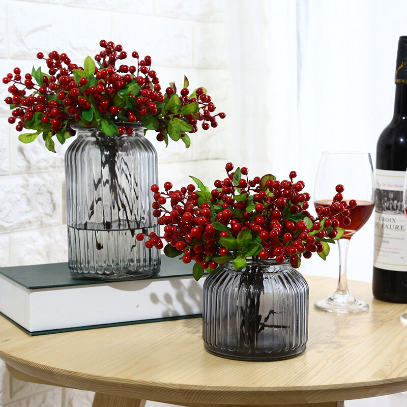 Ramo de frutas artificiales de alta calidad, accesorio de decoración para sala de estar, Navidad, boda, 24cm