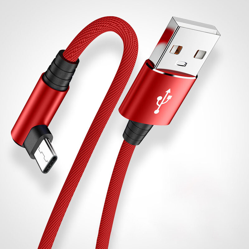 90 Degree Elbow Type-C Cable For Samsung S20 S10 Redmi Xiaomi mi 10 Huawei Mate40 Pro Mobile Phone Fast Charger Usb C Cable
