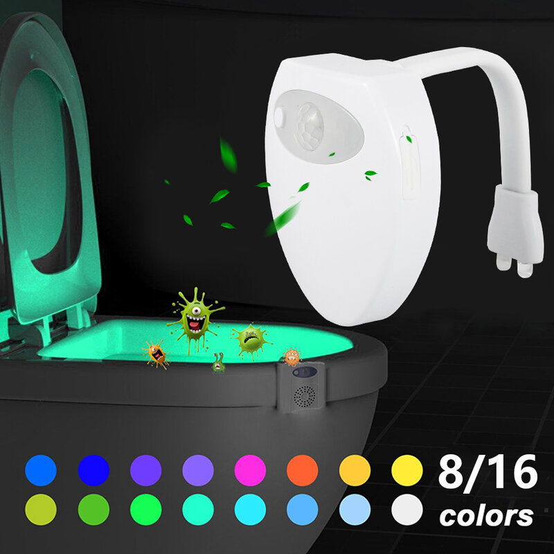 8 colori Smart PIR sensore di movimento sedile WC luce notturna retroilluminazione impermeabile per WC lampada Luminaria a LED lampada WC WC