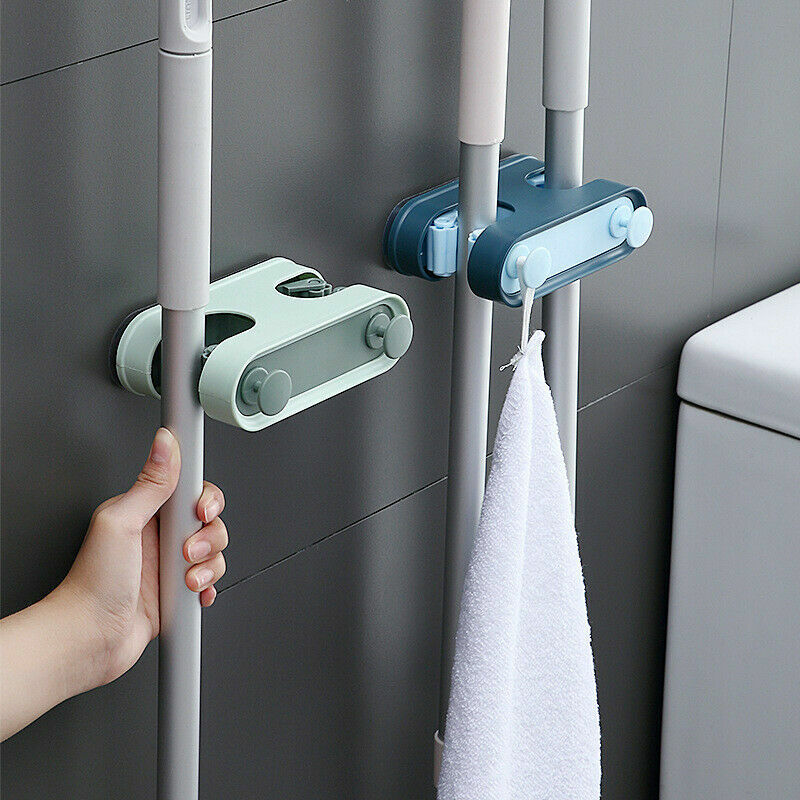 Mop Broom Bathroom Wall Mounted Holder Multi-Purpose Storage Tools For Kitchen Strong Hook Racks Free Punch Organizer