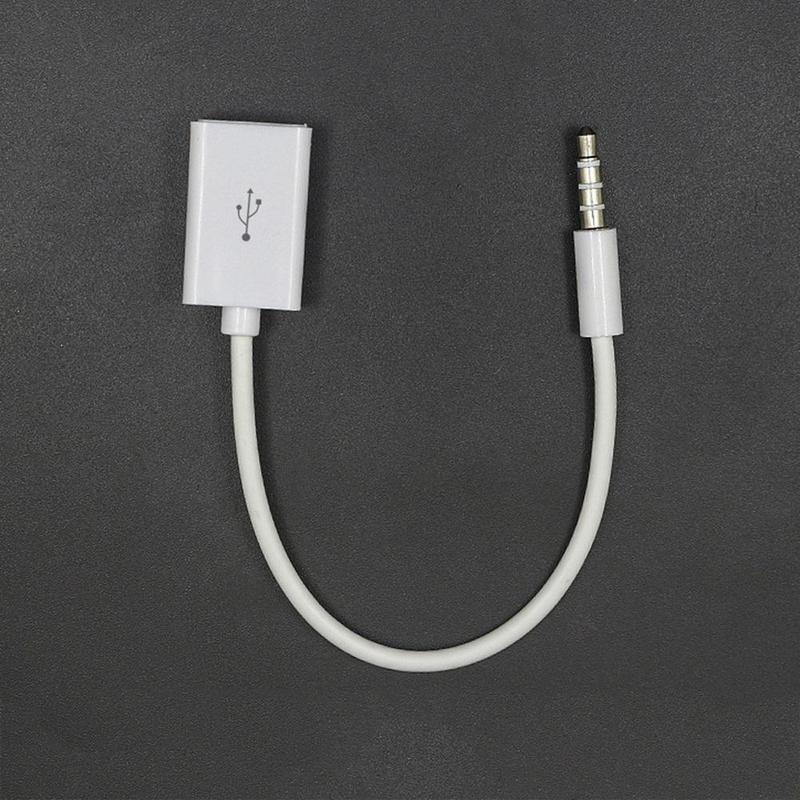 3.5mm Car Cable Male Car AUX Audio Plug Jack To USB 2.0 Female Converter Adapter Black White Color Can Choose
