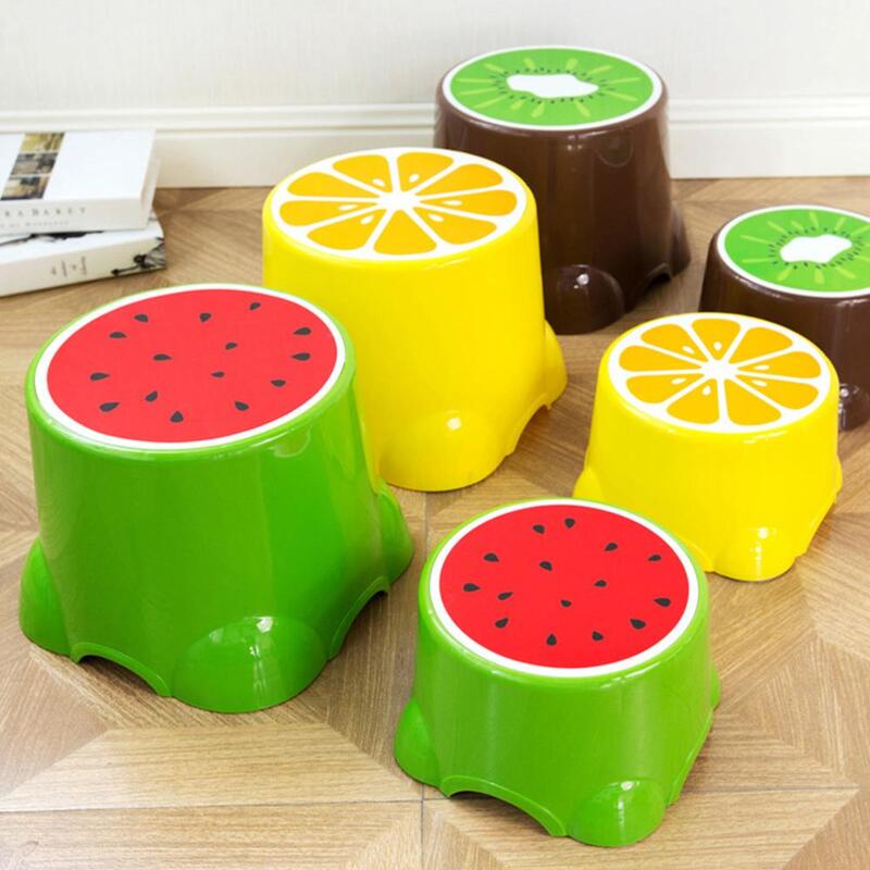 4 Colors Lovely Stools Fruit Pattern Living Room Non-slip Bath Bench Child Stool Changing Shoes Stool
