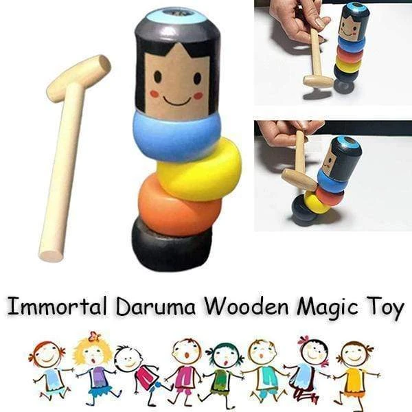Juguete de magia de madera inmortal Daruma, juguete de hombre de madera rebelde, divertido e irrompible, trucos de magia, juguetes mágicos de primer plano