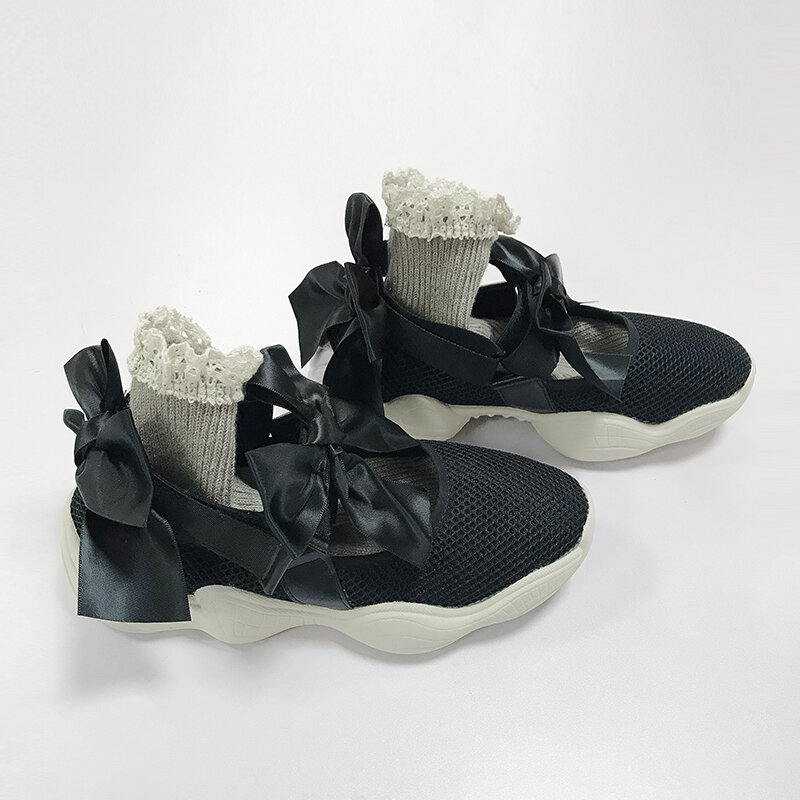 Imakokoni Original Design สีดำฤดูใบไม้ร่วง Velcro ส้นกลาง Pure สี Muffin ด้านล่างรองเท้า Lazy รองเท้า192837