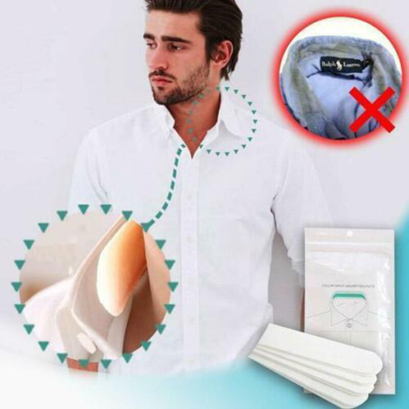 6Pcs Collar Sweat Pads Invisible Absorbent Sweat Stain Odour Disposable Deodorant Hats Neck Liner A66