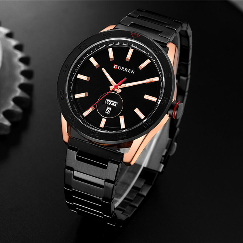 CURREN-Reloj de pulsera de cuarzo para hombre, cronógrafo de estilo informal con fecha, de acero inoxidable diseño clásico, esfera redonda de 44mm, nuevo de 2020