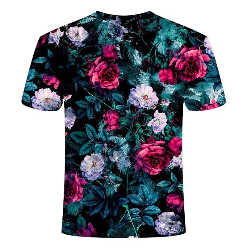 2021 여름 남자의 장미 꽃 3D 인쇄 t-셔츠 패션 여름 짧은 소매 남자 캐주얼 편안한 3DT 셔츠