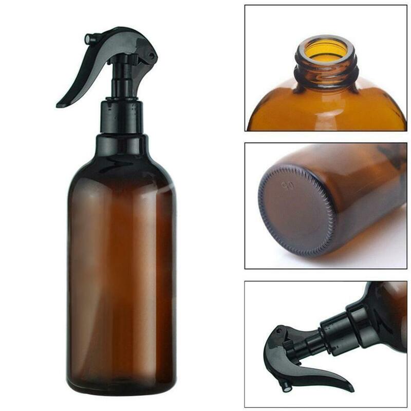 500ml Large Empty Amber Plastic  Bottles With Storage Cap Black Trigger Mist Spray Flow For Essential Oil Cleaning Product