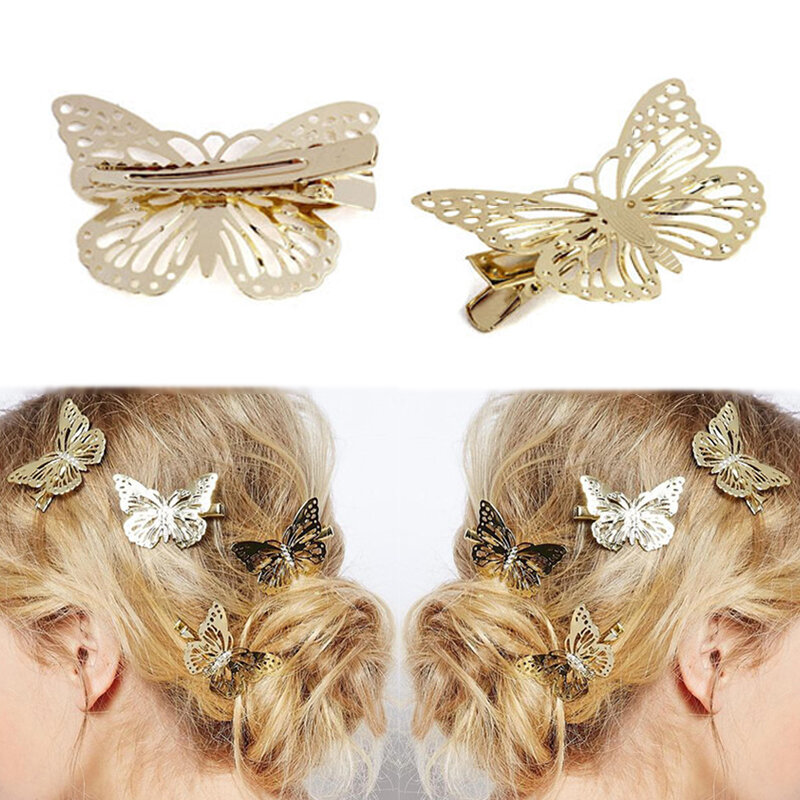 ホット販売蝶のヘアクリップ女性女の子中空立体ヘアピン、ヘアアクセサリー髪飾り