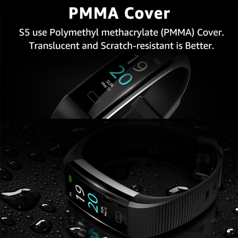 Pulseira inteligente s5 rastreador de fitness monitor saúde esportes banda masculino ip68 à prova dip68 água smartwatch feminino relógio inteligente smartband