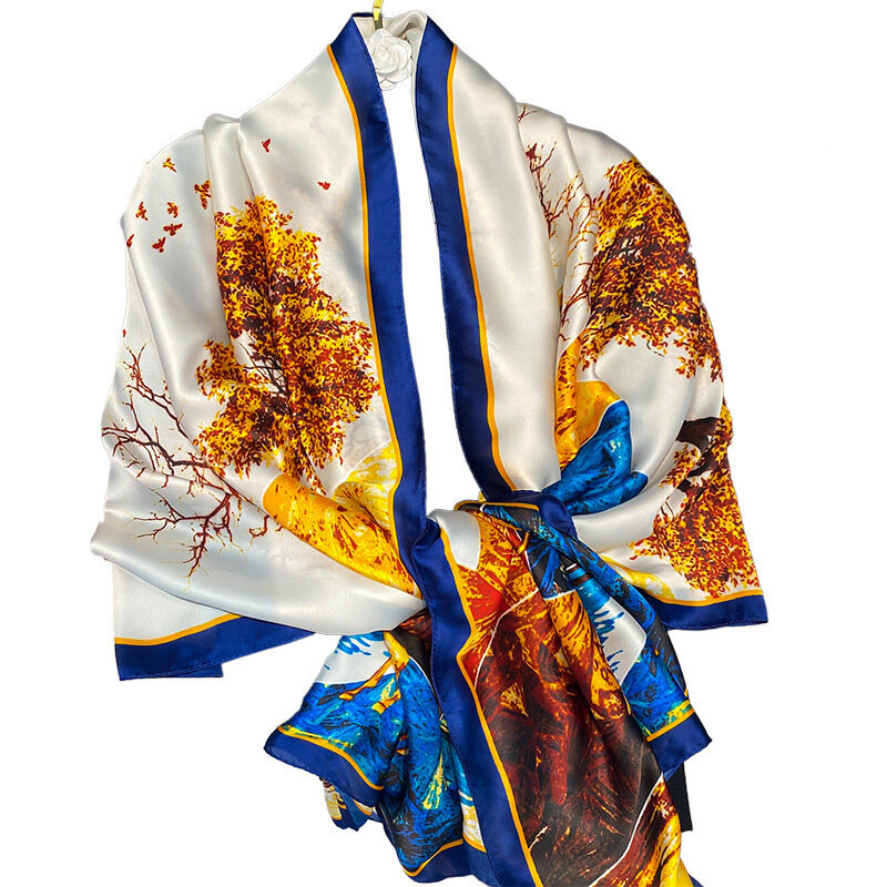 Bufanda de seda de 180x90cm para mujer, pañuelo largo, Hijab, silencioso, Sarong de playa, a la moda, chal 2021, venta al por mayor