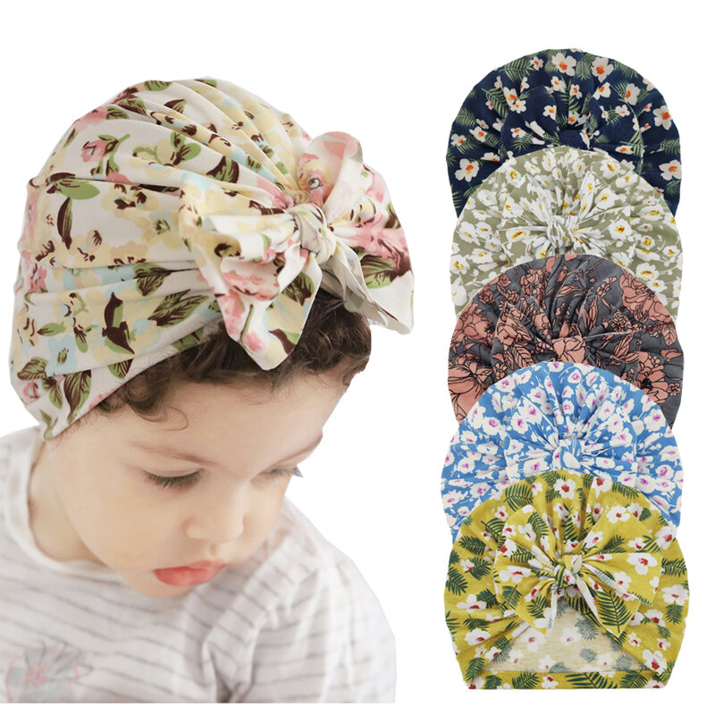 New Donut Baby Beanie Turban Hat Baby Cap Cotton Fruit Print Floral Toddler Bonnet Baby Girl Cap Infant Accessories 1PC