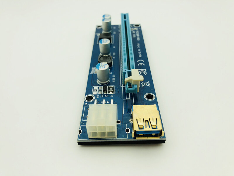 10 Buah Golden VER009S PCI Express PCIE PCI-E Riser Card 009S Molex 6Pin Ke SATA 1X 16X USB3.0 Extender Adapter LED untuk BTC Mining