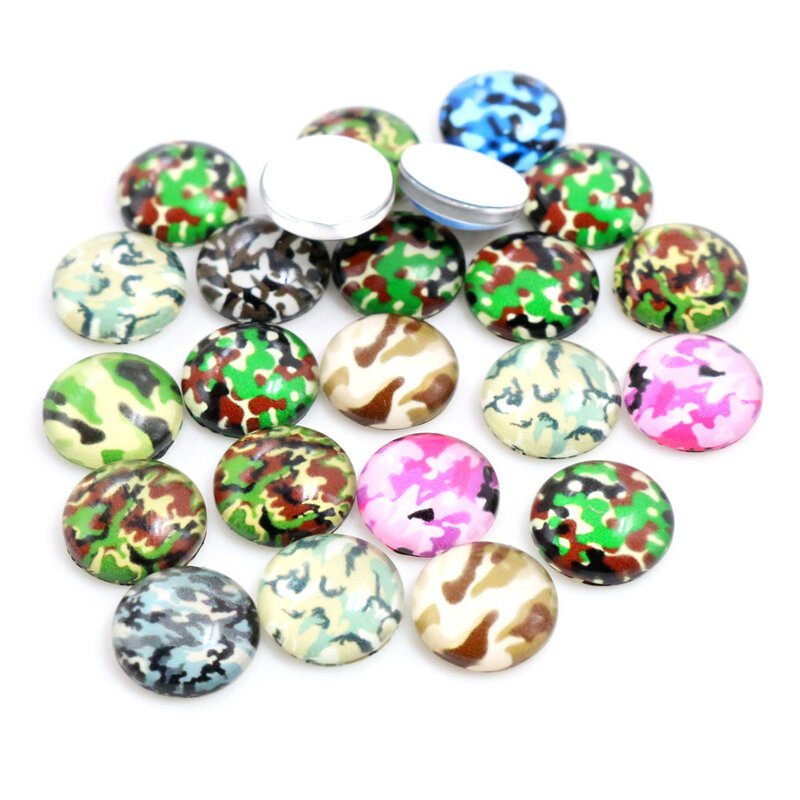 8mm 10mm 12mm cores misturadas camuflagem artesanal cabochons de vidro padrão cúpula jóias acessórios suprimentos