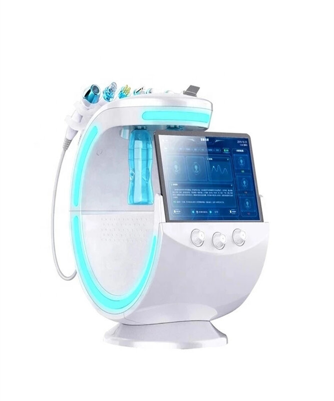 Analizador de piel de espejo azul hielo, máquina multifunción de hidrodermoabrasión Facial/Diamante, microdermoabrasión