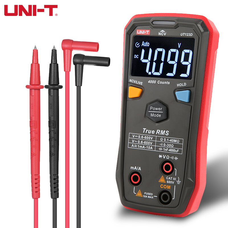 UNI-T мини UT123D портативный цифровой мультиметр бытовой карманный размер мульти-тестер AC DC NCV измерение напряжения резисторный переключатель