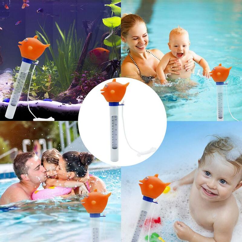 Cartoon Shape Floating Pool Thermometer Shatter Resistant Meter With String Spa Thermometer Infant Pool Thermometer