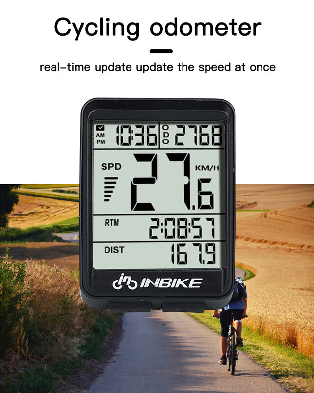INBIKE 방수 자전거 컴퓨터 무선 및 유선 MTB LED 디지털 속도 자전거 사이클링 주행 거리계 스톱워치 속도계 시계