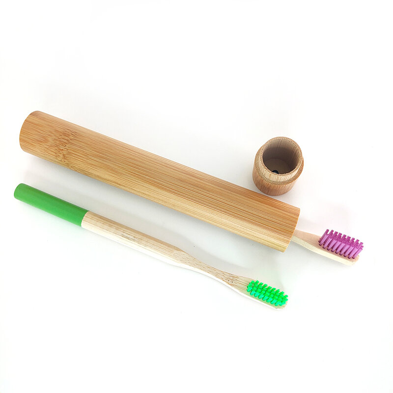 Tubo de cepillo de dientes portátil de bambú ecológico, caja de cepillo de dientes de bambú, cubierta de cepillo de dientes de viaje