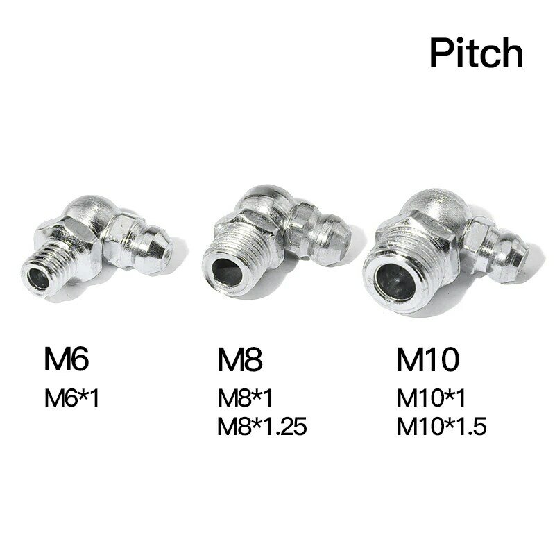 20pcs/lot M6 M8 M10 Male Thread Steel Straight 45 Degree 90 Degree Oil Zerk  Grease Nipples Fittings for Grease Gun Nozzles