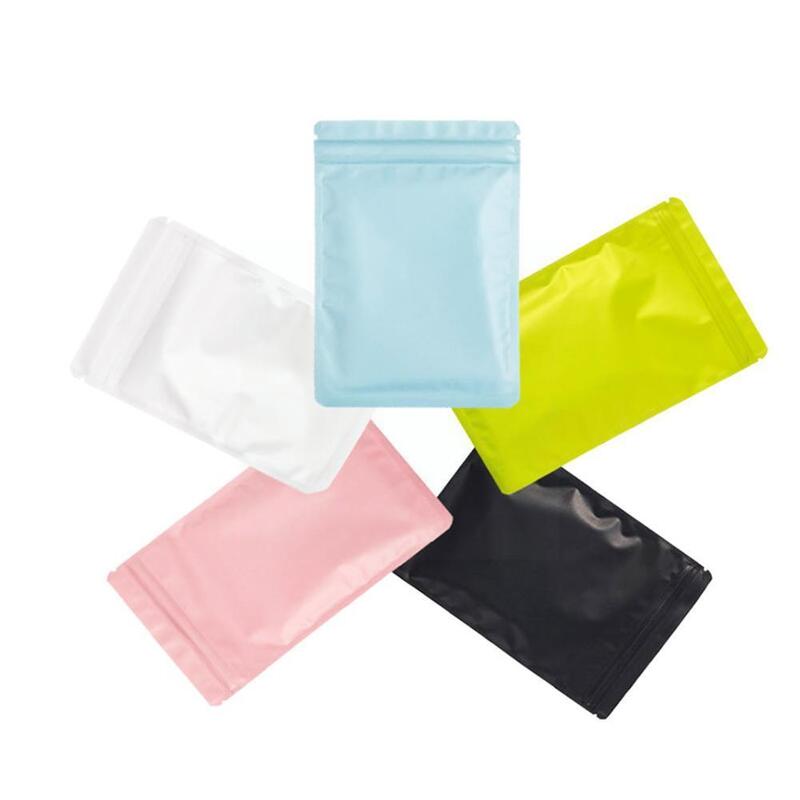 10pcs/set Matte Packaging Bag Double Sided Flat Zip Sealable Aluminum Proof Lock Smell Zip Package Bags Black Foil Pouches V1i7