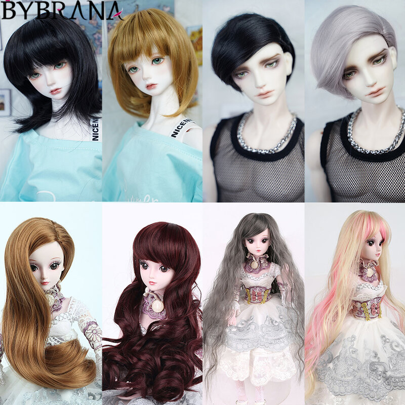 Bybrana-pelo de muñeca Bjd SD, peluca sintética de fibra de alta temperatura, accesorios para muñecas, 1/3, 1/4