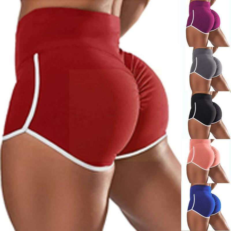 2021 mulheres esporte sexy cintura baixa estiramento magro cor leggings esportes hip fitness yoga apertado sem costura elevador calções esportivos d1b1