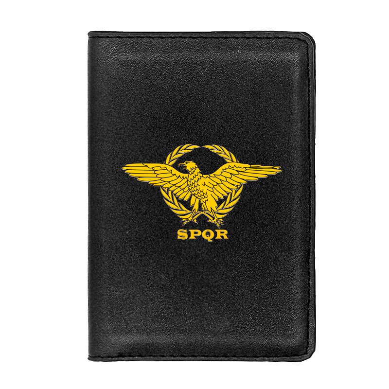 SPQR-Funda de cuero para pasaporte para hombre y mujer, diseño Vintage impreso, a la moda, soporte para identificación, tarjeta de crédito, accesorios de viaje, funda para pasaporte
