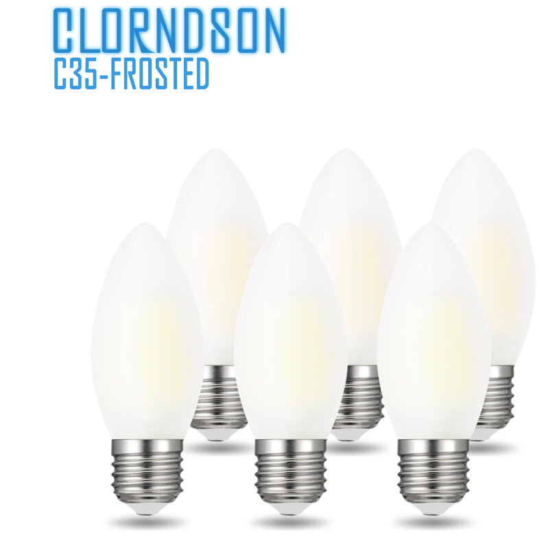 Clorndson c35 pode ser escurecido led 2w 4 6 8 edison e26/e27 lâmpada de vela fosco 110v 220v lâmpadas filamento iluminação lustre