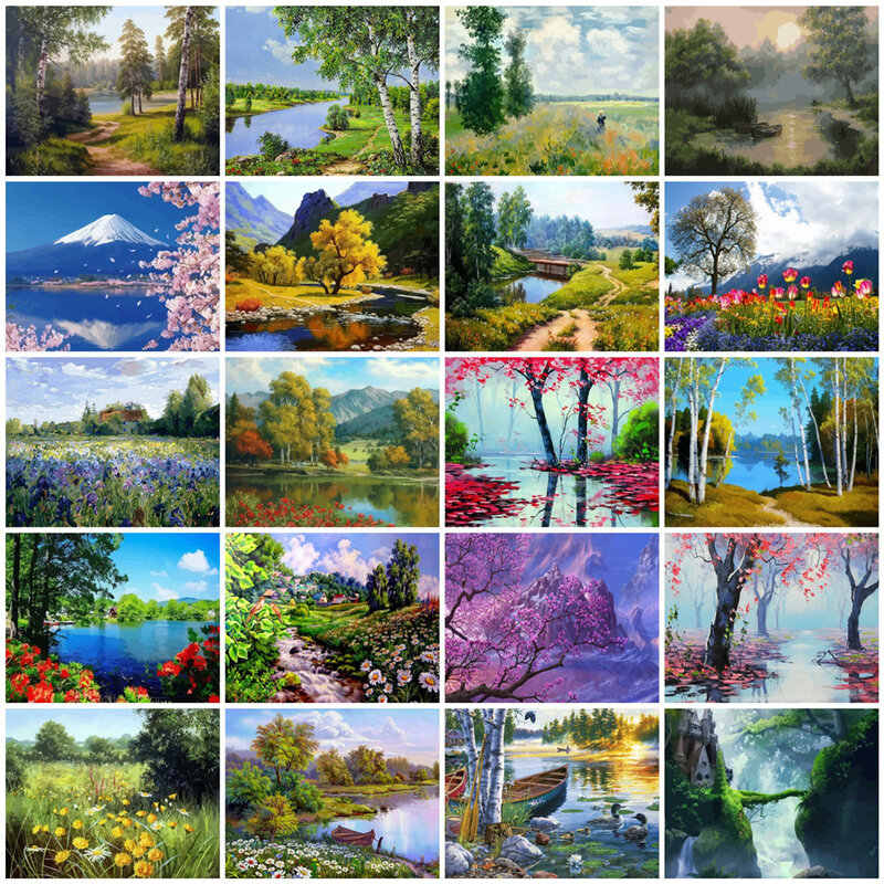AZQSD DIY 50x40cm Paint By Numbers For Landscapes Home Decoration Oil Painting By Numbers Full Set For Adults