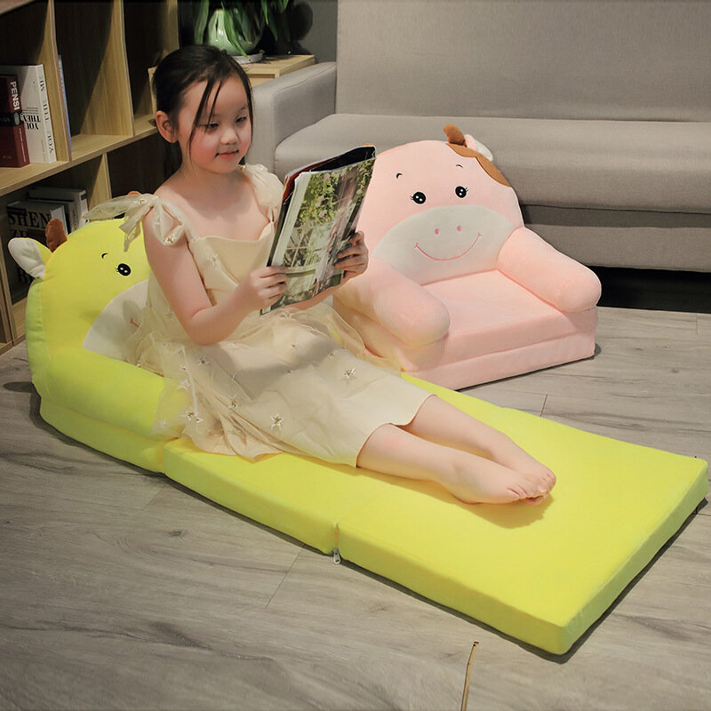 Wuli sofás crianças sofá bonito dos desenhos animados preguiçoso dobrável pequeno sofá-cama menina princesa bebê da criança de dupla finalidade assento criança todos os sofás