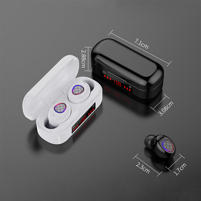 V7บลูทูธ5.0 Touch หูฟังไร้สายจอแสดงผล LED และกล่องชาร์จ300MAh เกมกีฬาชุดหูฟังเพลง Hi-Fi หูฟัง