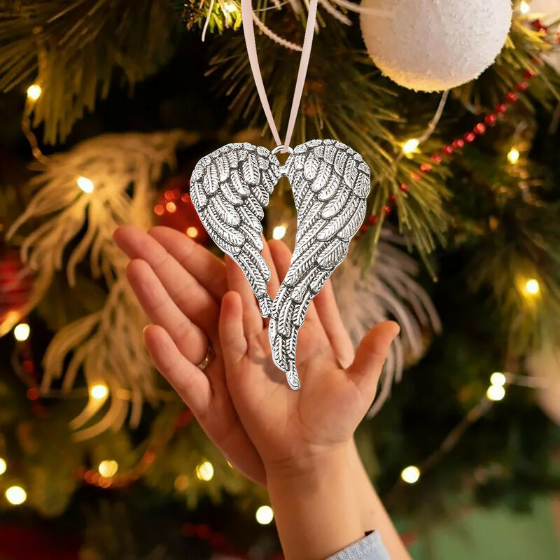 ملاك الجناح قلادة معلقة جزء من قلبي في السماء شجرة عيد الميلاد زخرفة الأسرة تذكارية ديكور المنزل 2021 تذكارية