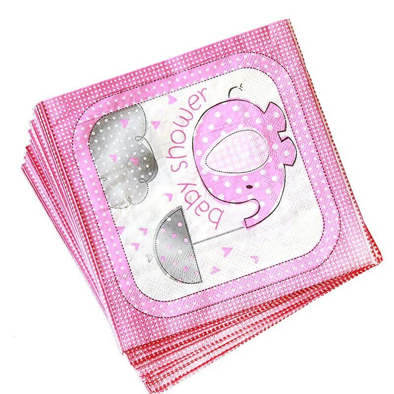 성별 공개 일회용 식기 세트 소녀 1 생일 파티 장식 냅킨 플레이트 컵 베이비 샤워 핑크 코끼리 파티 용품